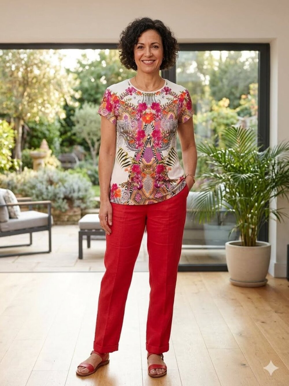 Ted Baker London Samba Floral Short Sleeve Top Tee Sz 4 (US 10)